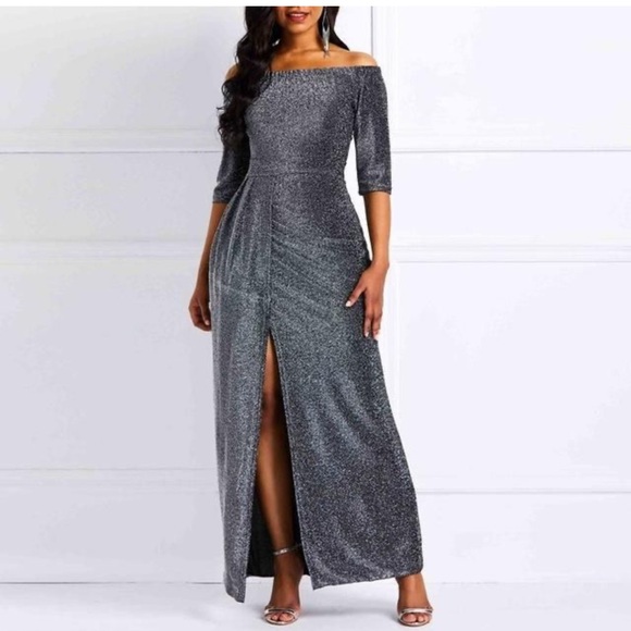 Gray maxi Occassion Dress - Picture 3 of 15